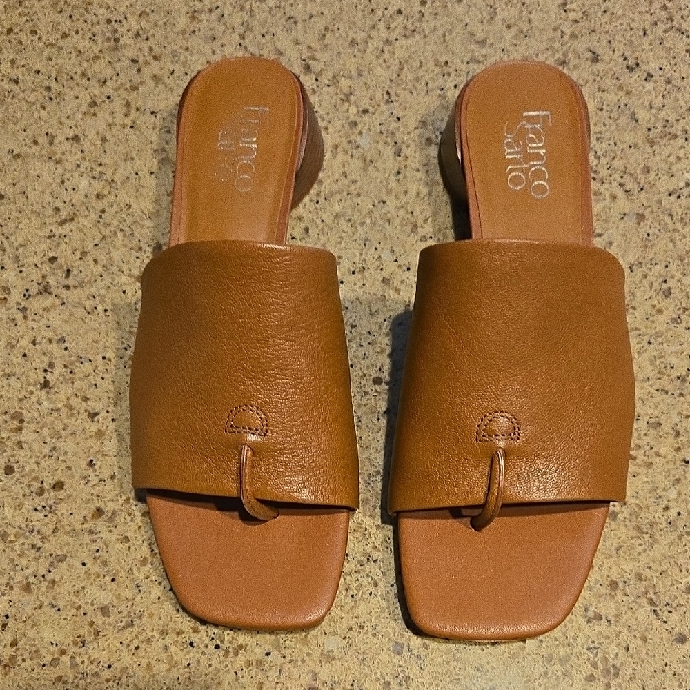 Franco Sarto Camel Leather Mules Size 8